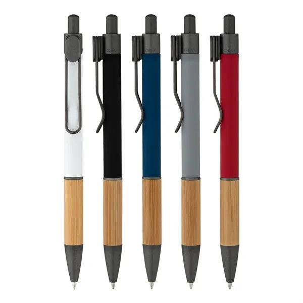 Soft Touch Bamboo Grip Ballpoint Pen