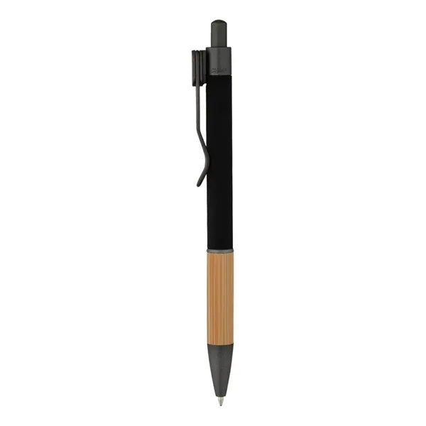 Soft Touch Bamboo Grip Ballpoint Pen