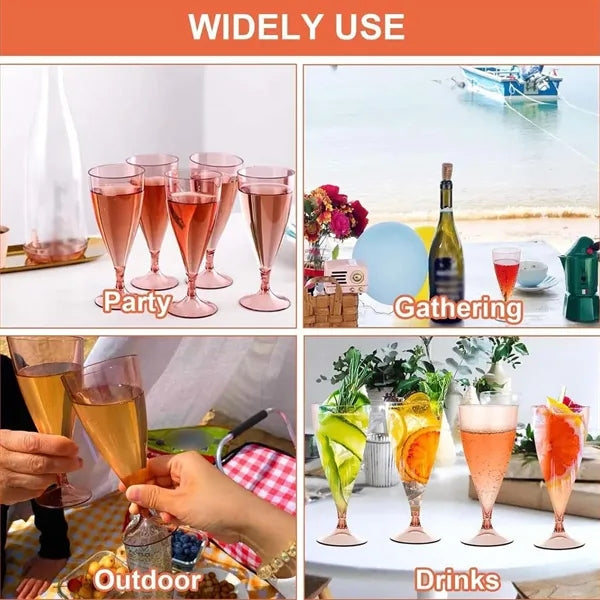 Clear Plastic Shatterproof Party Champagne Wine Goblet Set