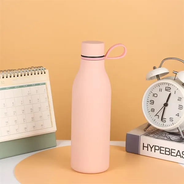 17oz Stainless Steel Sports Water Bottle with Silicone Rope