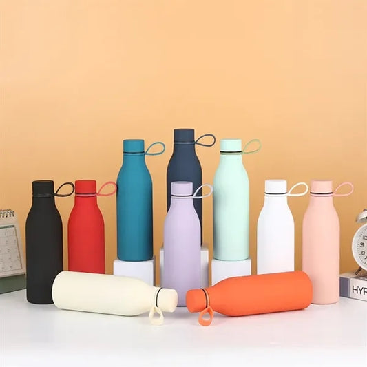 17oz Stainless Steel Sports Water Bottle with Silicone Rope