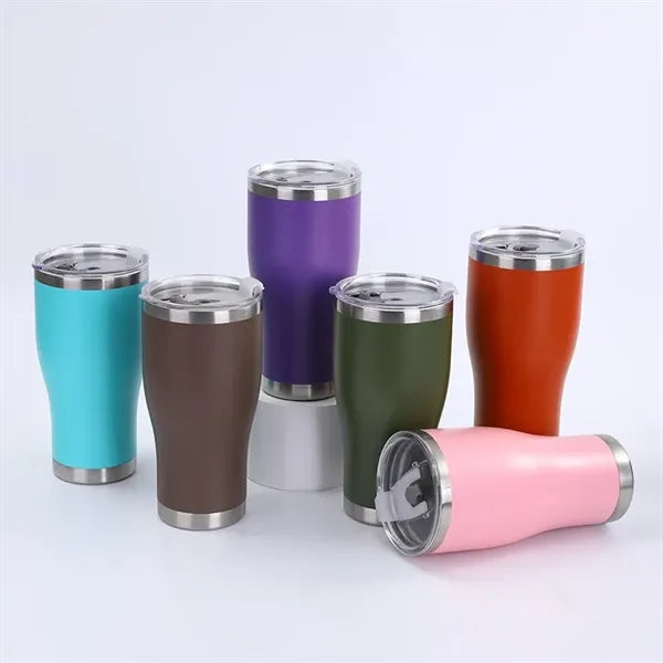 30oz Powder Coated Waist Shape Insulated Mug with Lid