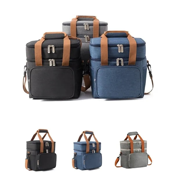 Crossbody large capacity double-layer lunch bag