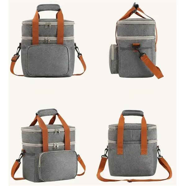 Crossbody large capacity double-layer lunch bag