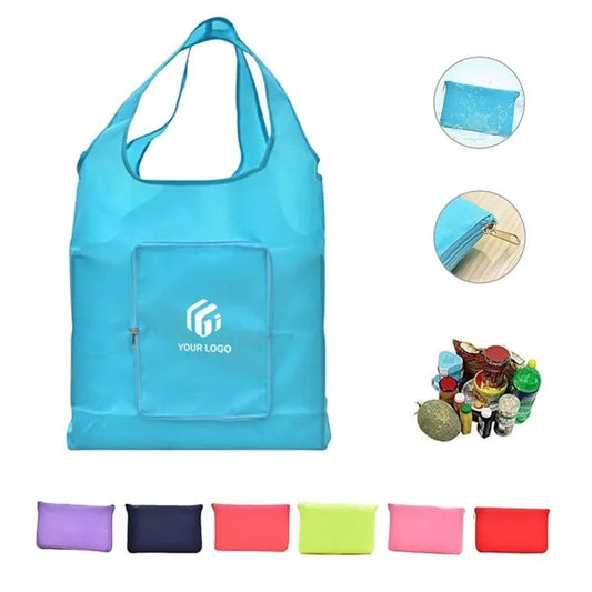 Foldable Grocery Shopping Tote Bag with Zipper Pocket