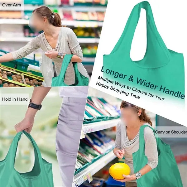 Foldable Grocery Shopping Tote Bag with Zipper Pocket