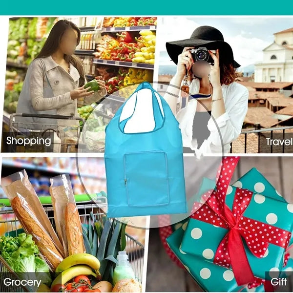 Foldable Grocery Shopping Tote Bag with Zipper Pocket