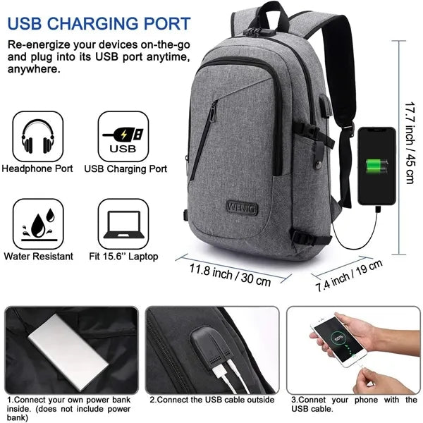 Laptop Backpack with USB Charging Port