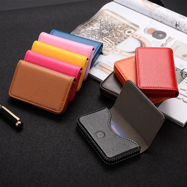 Faux Leather Business Card Holder with Magnetic Closure