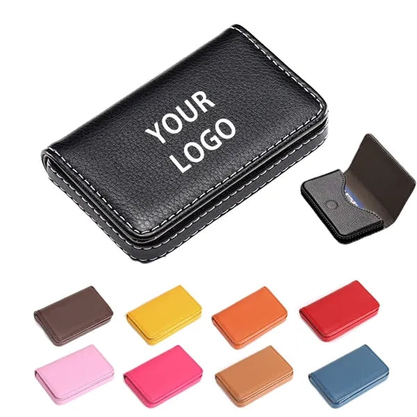 Faux Leather Business Card Holder with Magnetic Closure