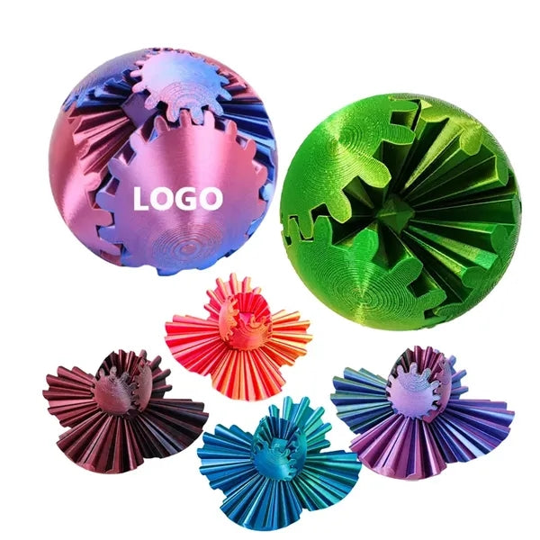 3D Printed Gear Spin Stress Relief Ball Cube Fidget Toy