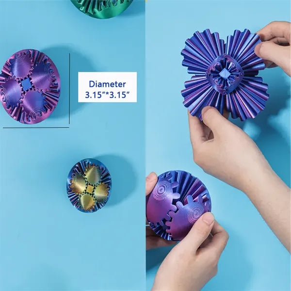 3D Printed Gear Spin Stress Relief Ball Cube Fidget Toy
