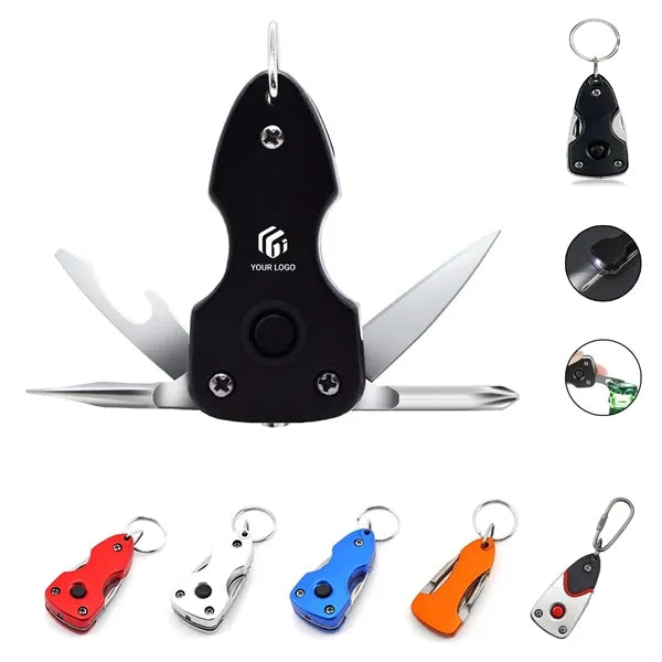 Multifunctional Six-In-One Foldable Keychain Tool Knife