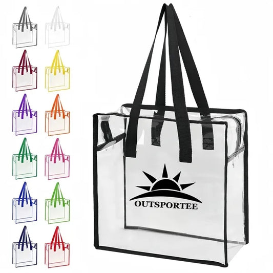 Clear Vinyl Stadium Compliant Zippered Tote Bag
