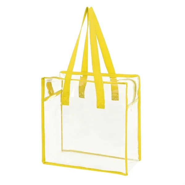 Clear Vinyl Stadium Compliant Zippered Tote Bag