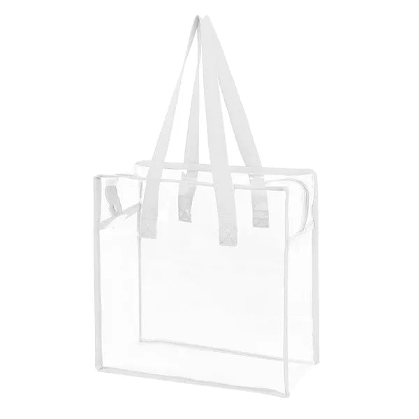 Clear Vinyl Stadium Compliant Zippered Tote Bag