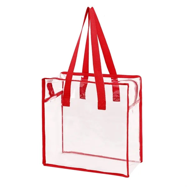 Clear Vinyl Stadium Compliant Zippered Tote Bag