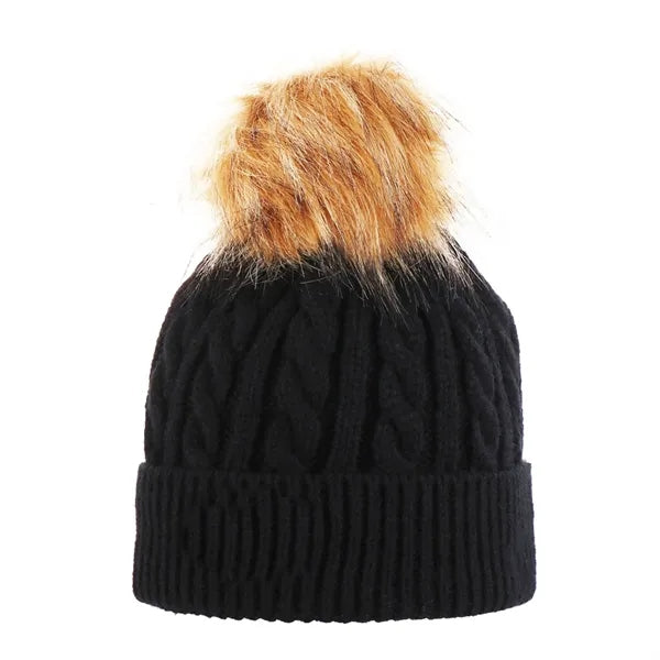 Cable Knitted Pom-Pom Beanie