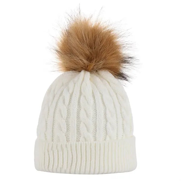 Cable Knitted Pom-Pom Beanie
