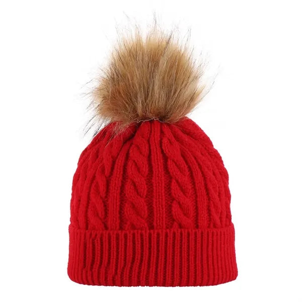 Cable Knitted Pom-Pom Beanie