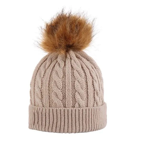 Cable Knitted Pom-Pom Beanie