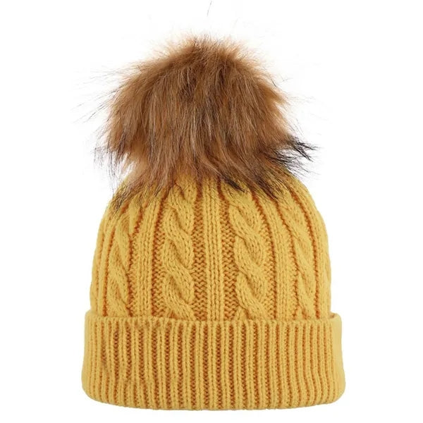 Cable Knitted Pom-Pom Beanie