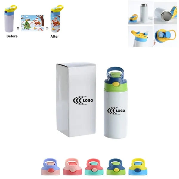 Stainless Steel Kid 12 oz Vacuum Tumblers With Straw