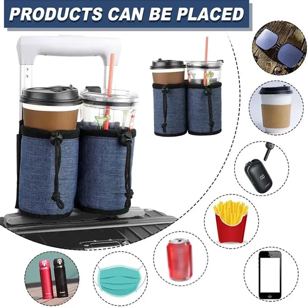 Luggage Travel Two-cup Holder Hands Free Drink Carrier