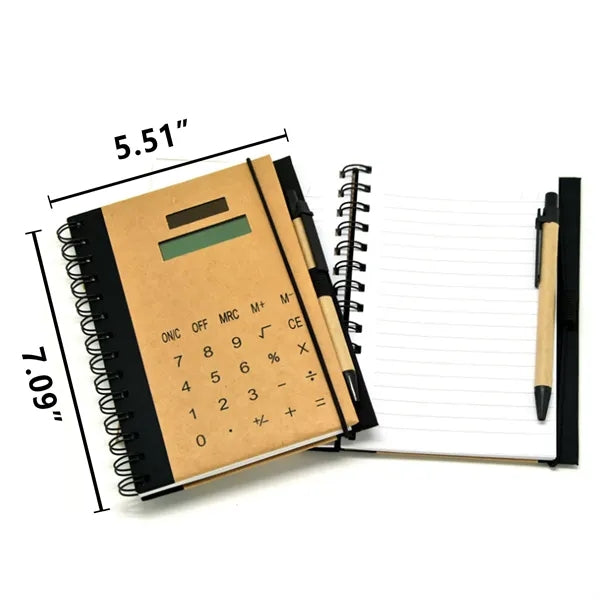 Solar Calculator Notebook with Pen