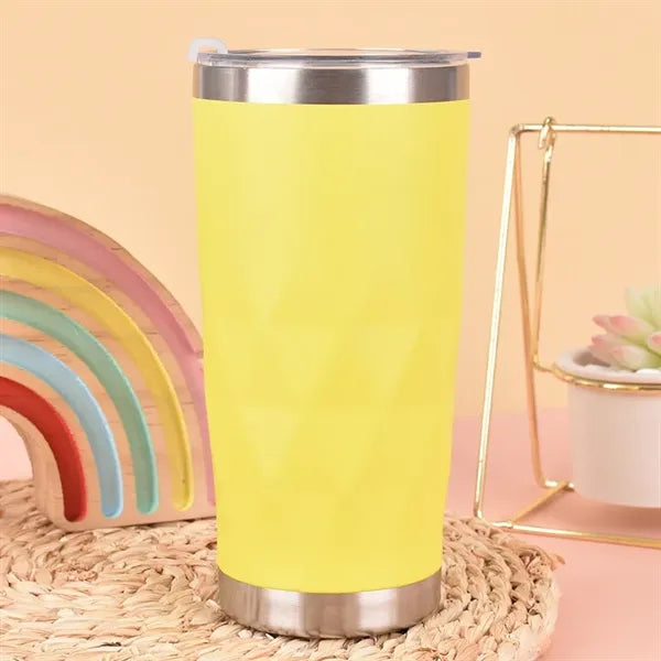 20oz Stainless Steel Diamond Thermal Tumbler with Flip Lid