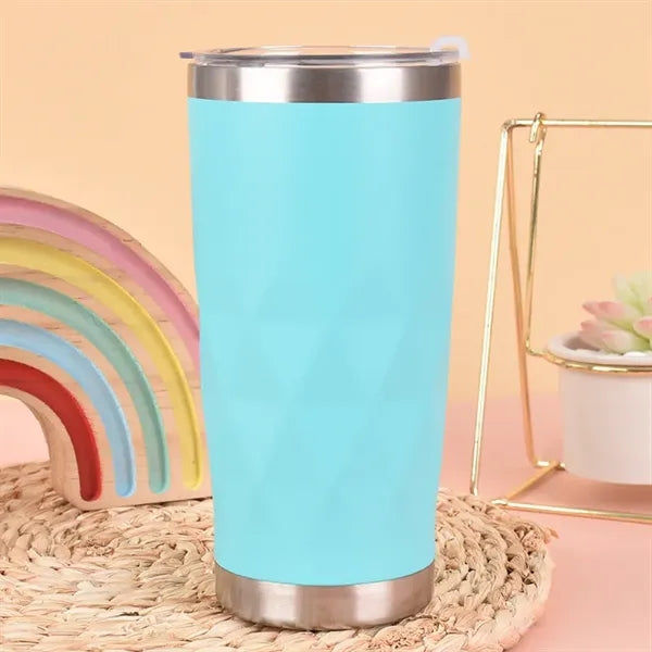 20oz Stainless Steel Diamond Thermal Tumbler with Flip Lid