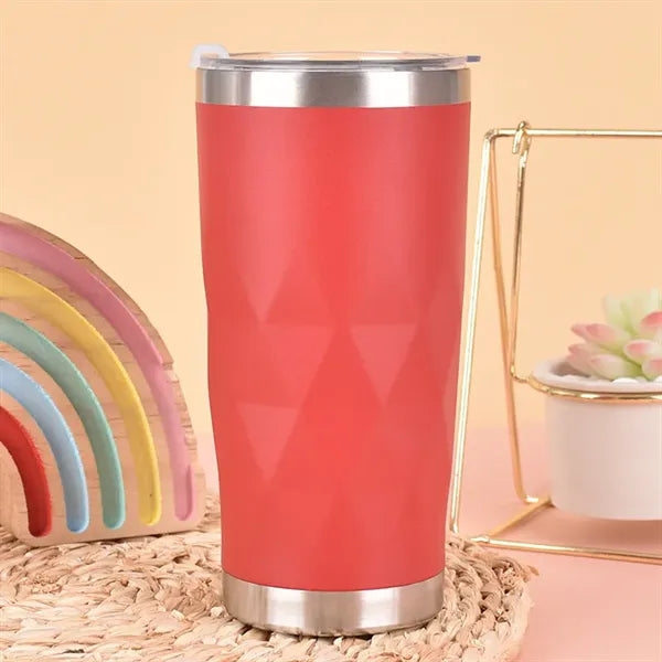 20oz Stainless Steel Diamond Thermal Tumbler with Flip Lid