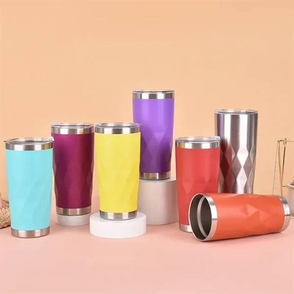 20oz Stainless Steel Diamond Thermal Tumbler with Flip Lid