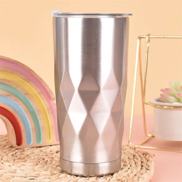 20oz Stainless Steel Diamond Thermal Tumbler with Flip Lid