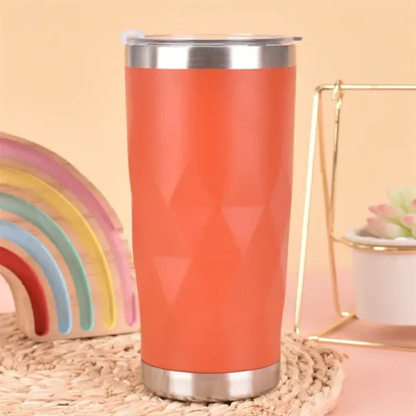 20oz Stainless Steel Diamond Thermal Tumbler with Flip Lid