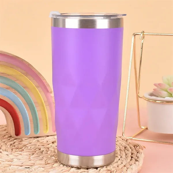 20oz Stainless Steel Diamond Thermal Tumbler with Flip Lid