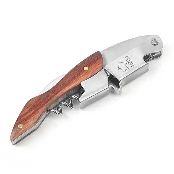Wine Beer Opener Portable Metal Corkscrew with Wood Handle