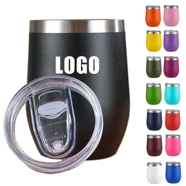12oz Stainless Steel Insulated Wine Tumbler w/Lid