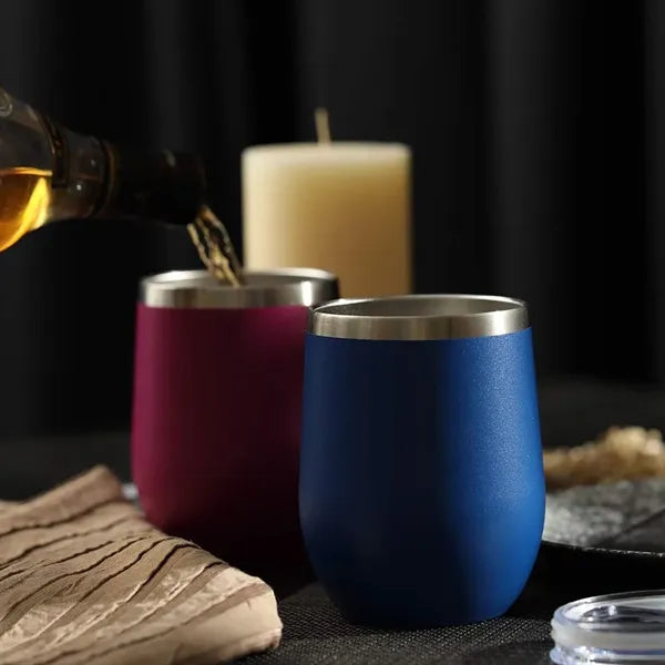 12oz Stainless Steel Insulated Wine Tumbler w/Lid