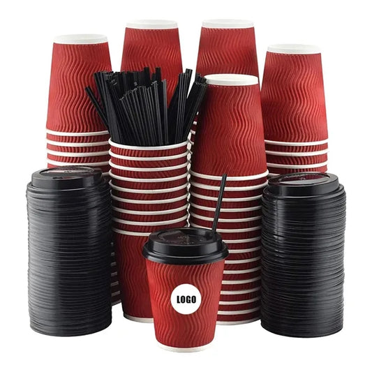 8/10/12/16 oz disposable insulated ripple cup for hot drinks