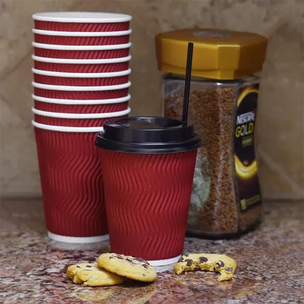 8/10/12/16 oz disposable insulated ripple cup for hot drinks