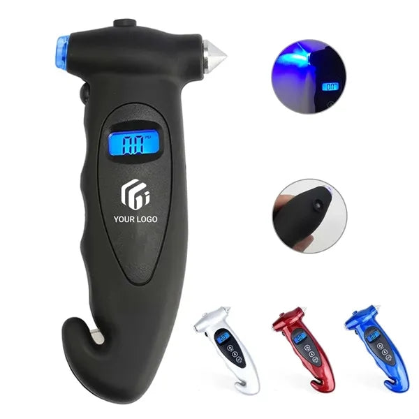 All-in-1 Car Tire Air Pressure Gauge with Emergency Tools