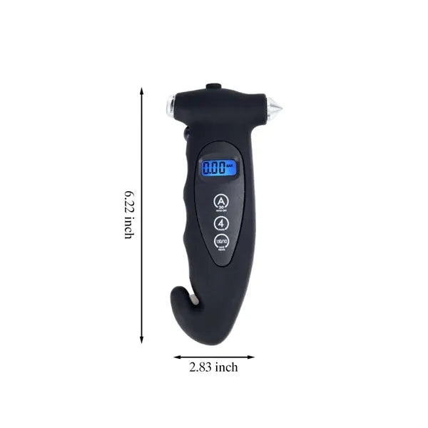All-in-1 Car Tire Air Pressure Gauge with Emergency Tools