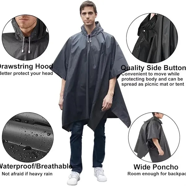 Outdoor Reuseable Adult Poncho Gown Raincoat