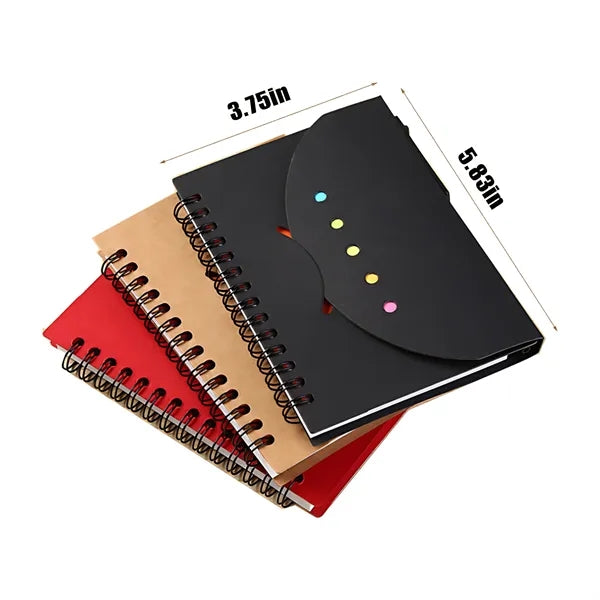 Spiral Notebook Kraft Paper Cover Notepad Pen School Work