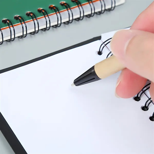 Spiral Notebook Kraft Paper Cover Notepad Pen School Work