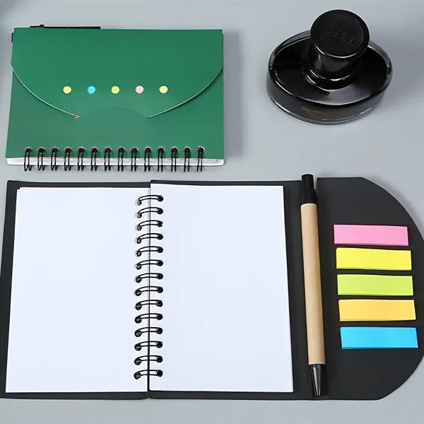 Spiral Notebook Kraft Paper Cover Notepad Pen School Work