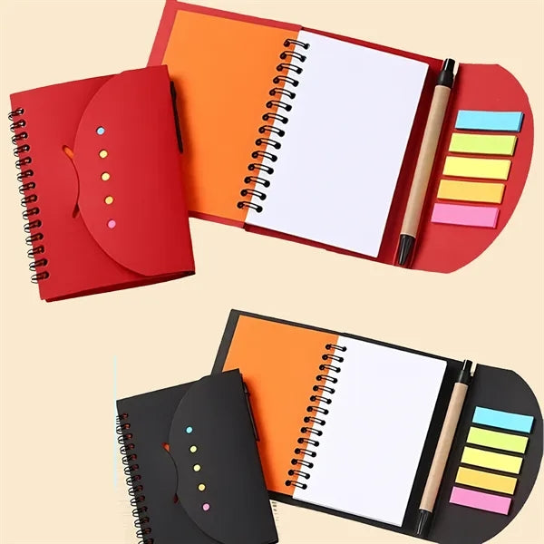 Spiral Notebook Kraft Paper Cover Notepad Pen School Work