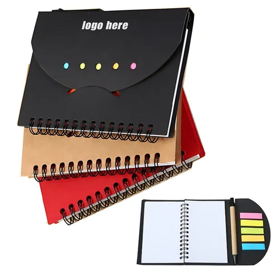 Spiral Notebook Kraft Paper Cover Notepad Pen School Work