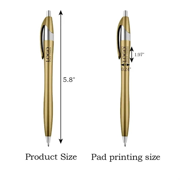 Plastic Ballpoint Click Pen with Metallic Accent